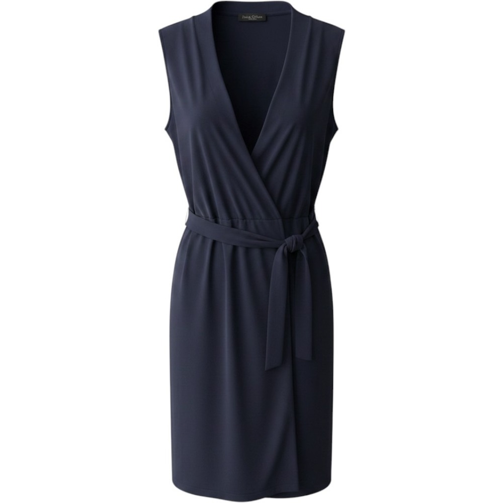Julie Dillon New York Navy Blue Sleeveless Wrap Dress Side Tie Jersey Knit